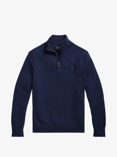 Polo Ralph Lauren pull en maille texturée à col zippé