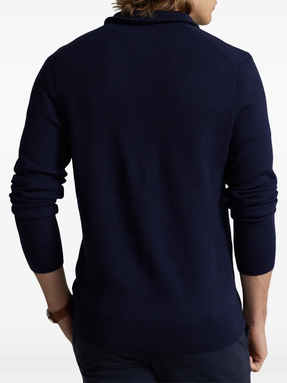 Polo Ralph Lauren Gebreide trui met kwartrits en textuur Blauw