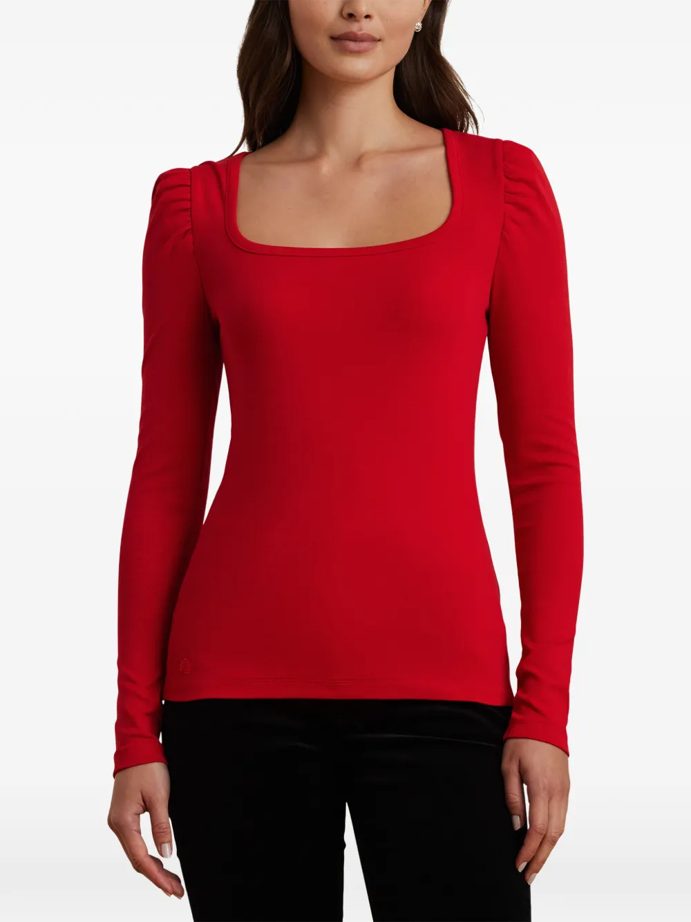 Lauren Ralph Lauren puff-sleeve square-neck top - Rosso