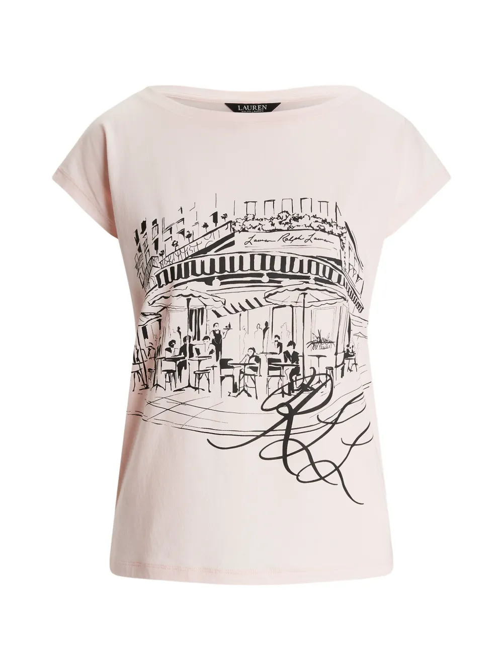 Lauren Ralph Lauren graphic-print boat-neck T-shirt - Rosa