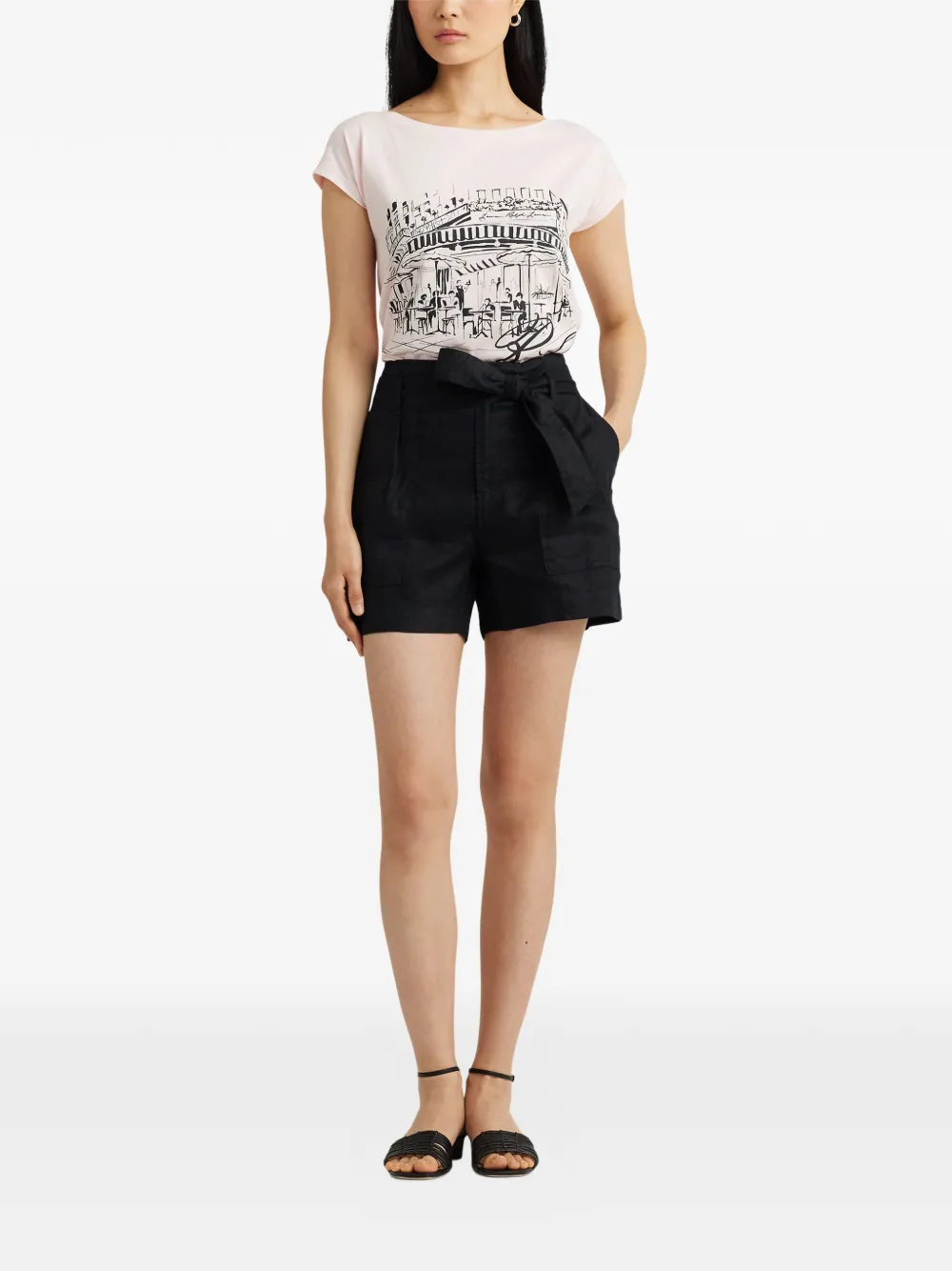 Lauren Ralph Lauren grafische print T-shirt met boothals Roze