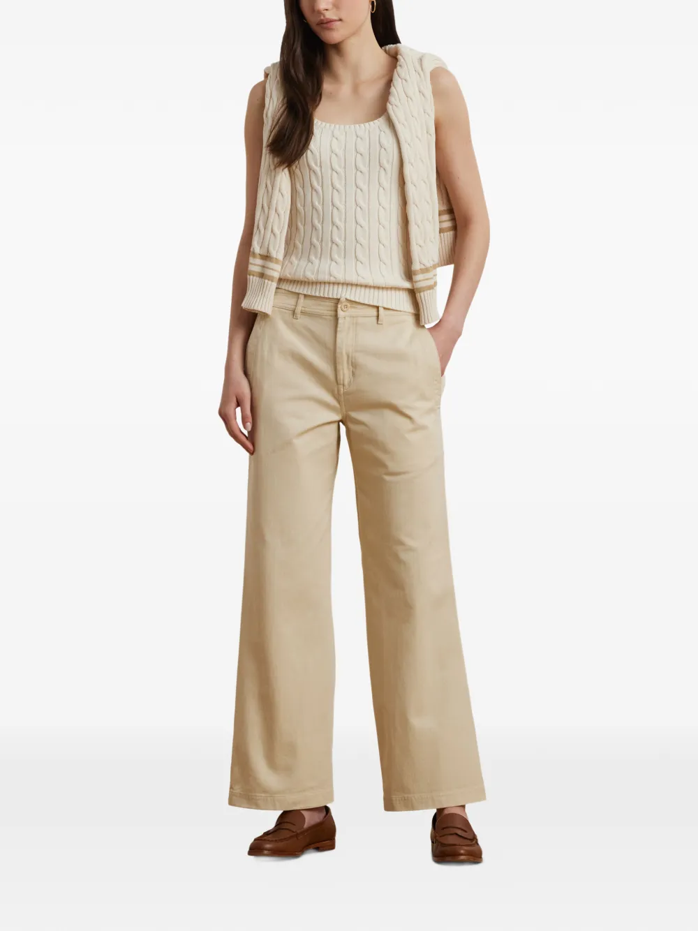 Lauren Ralph Lauren Broek met wijde pijpen Beige