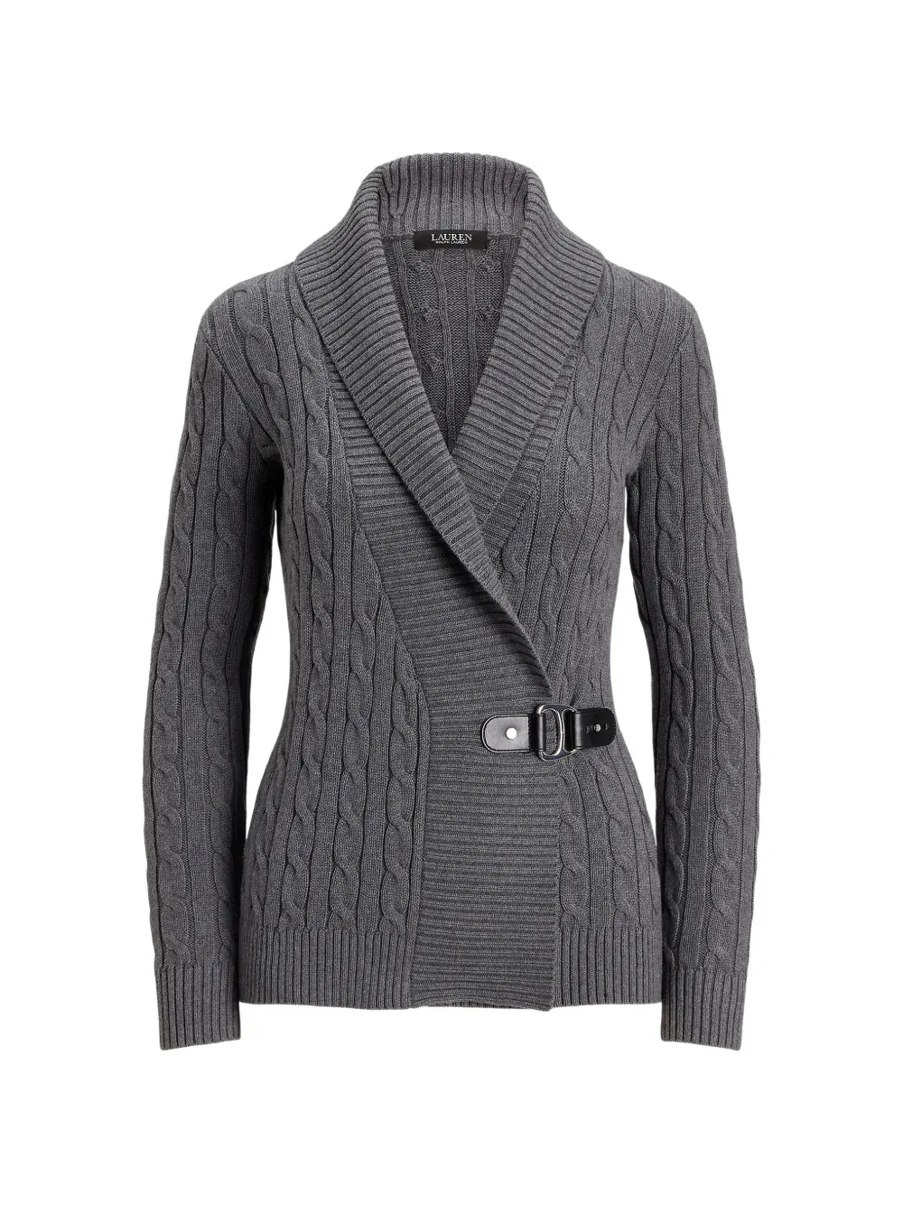 Lauren Ralph Lauren cable-knit buckled cardigan - Grigio