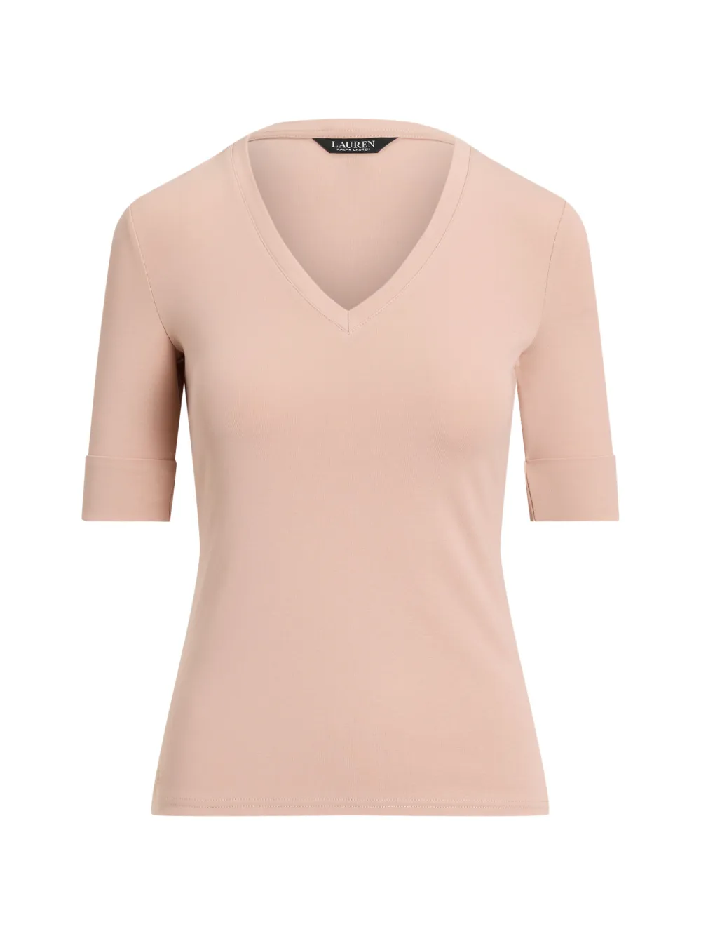 Lauren Ralph Lauren V-neck cuffed-sleeve T-shirt - Toni neutri