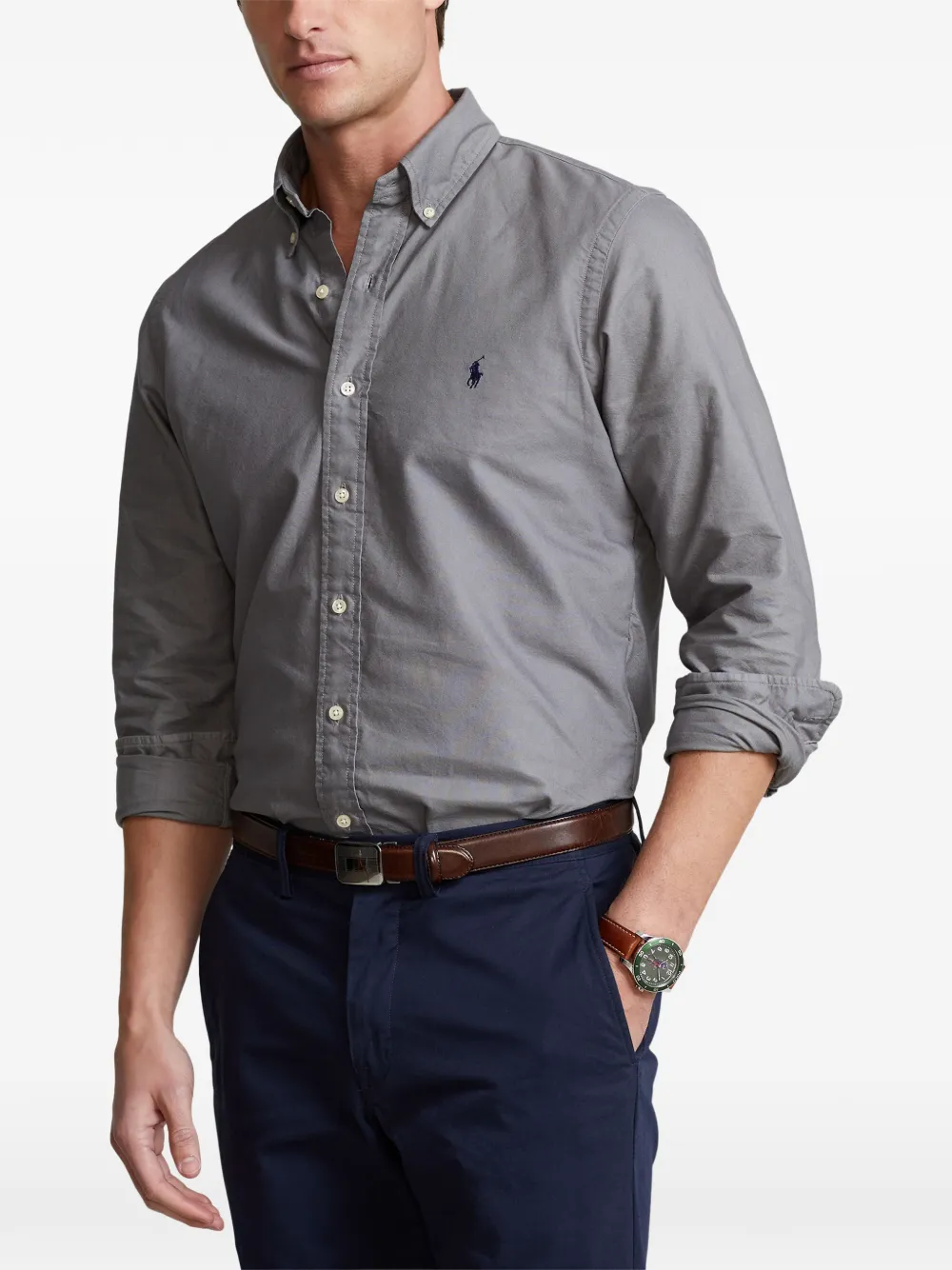 Polo Ralph Lauren Overhemd met knopen en logo Grijs