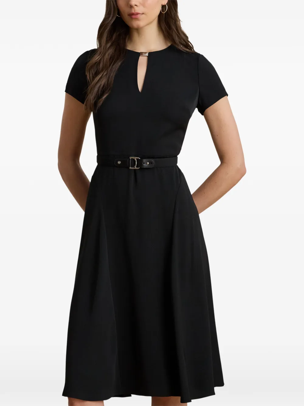 Lauren Ralph Lauren Midi-jurk met keyhole Zwart