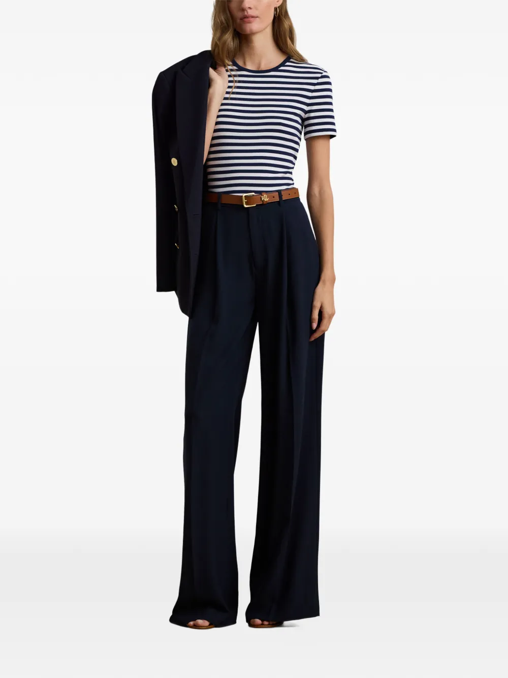 Lauren Ralph Lauren Georgette plooibroek met wijde pijpen Blauw