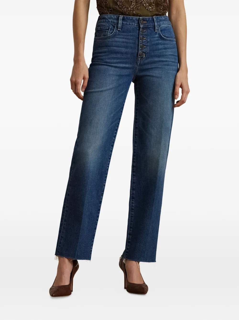 Lauren Ralph Lauren Button jeans met franje Blauw