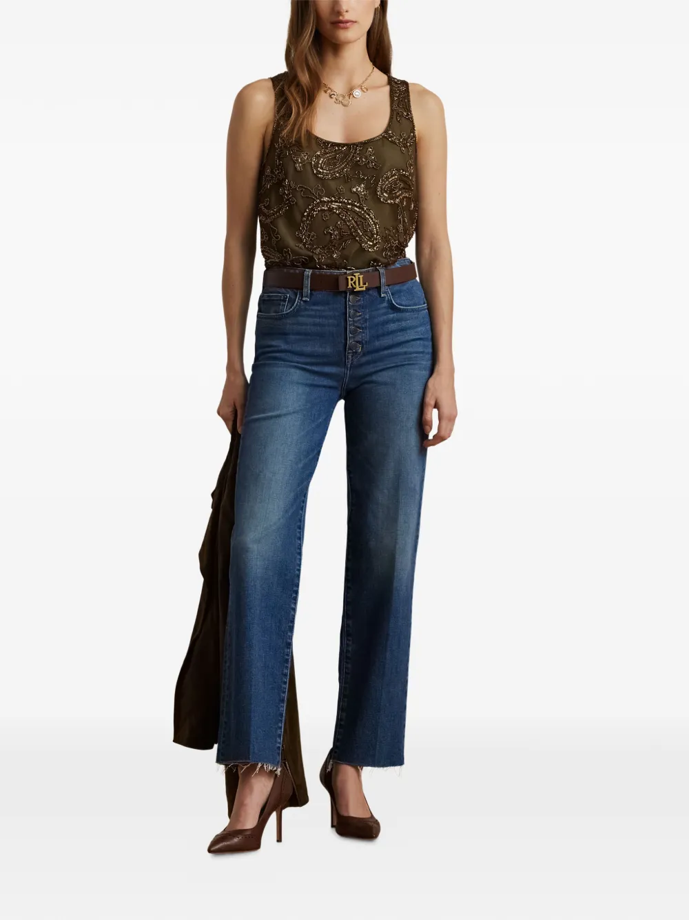 Lauren Ralph Lauren Button jeans met franje Blauw