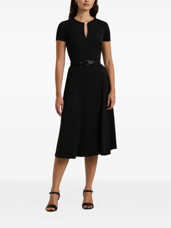 Lauren Ralph Lauren cut-out Belted Midi Dress | Black