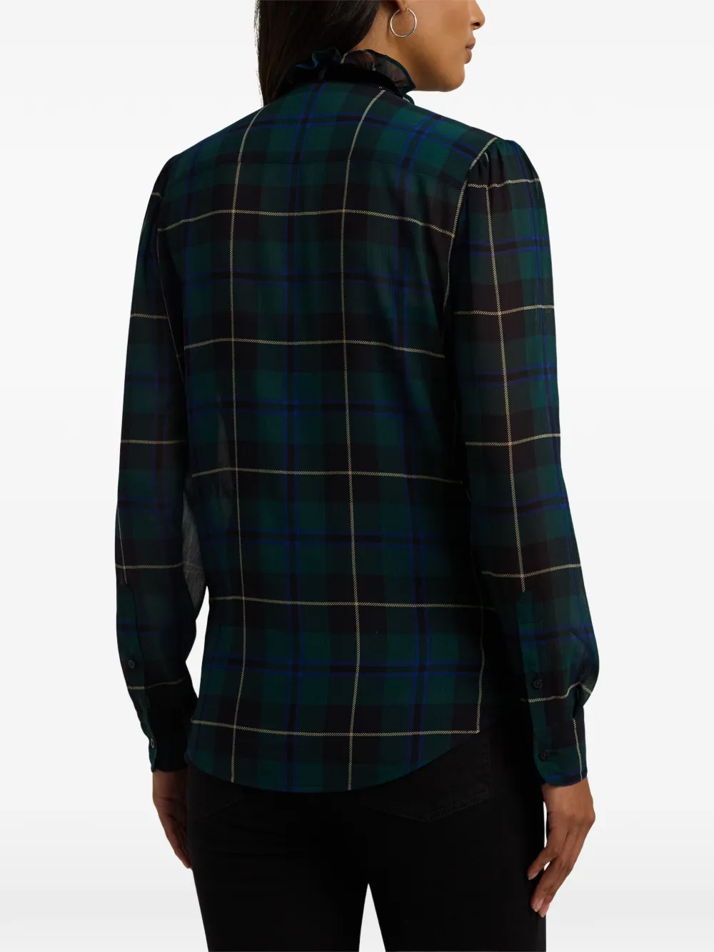 Lauren Ralph Lauren Geruite blouse met ruches Groen