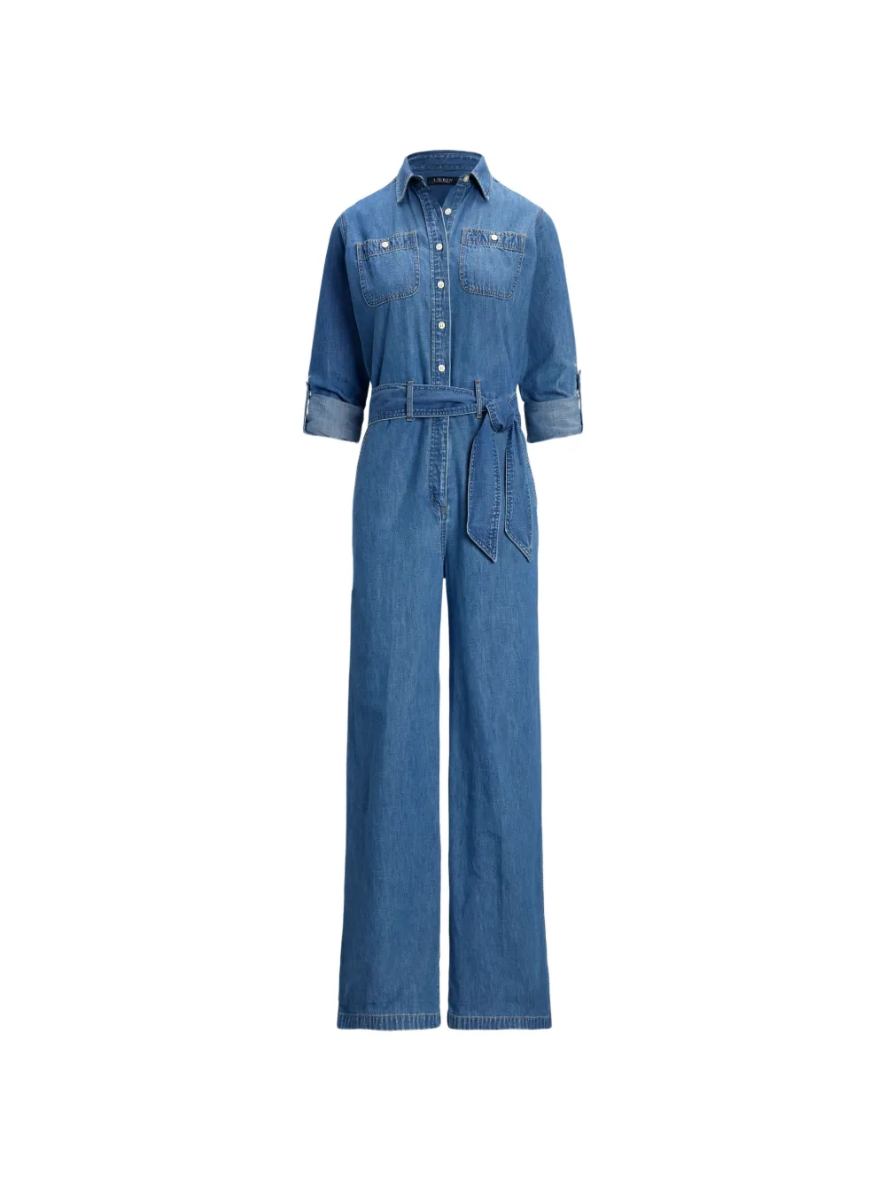 Lauren Ralph Lauren Tuta intera denim con cintura - Blu
