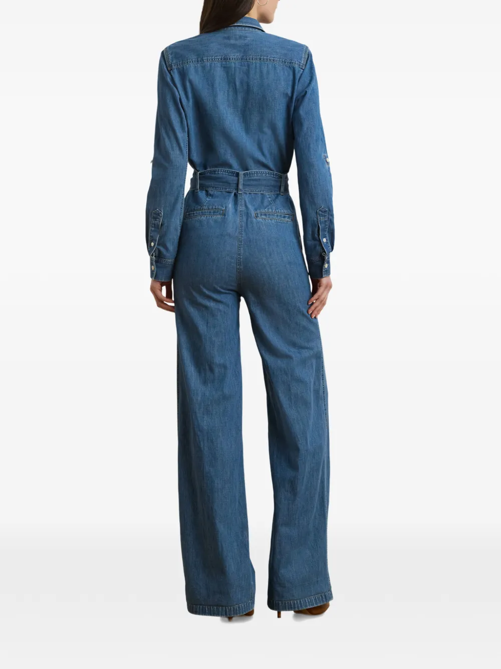Lauren Ralph Lauren Jumpsuit van spijkerstof met ceintuur Blauw