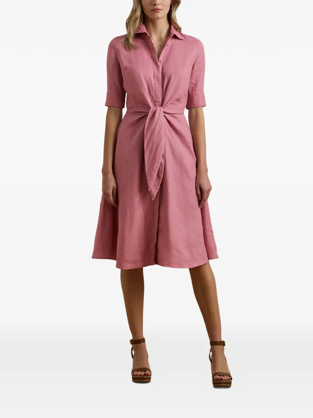 Lauren Ralph Lauren Linnen midi-blousejurk Roze
