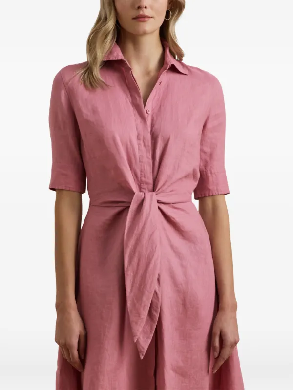 ralph lauren pink linen dress Polo Ralph Lauren Striped Linen Shirtdress in Pink
