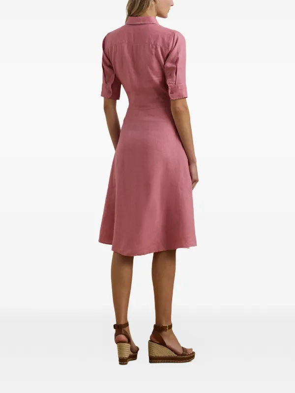 ralph lauren pink linen dress Lauren Ralph Lauren Linen Midi Shirt Dress | Pink