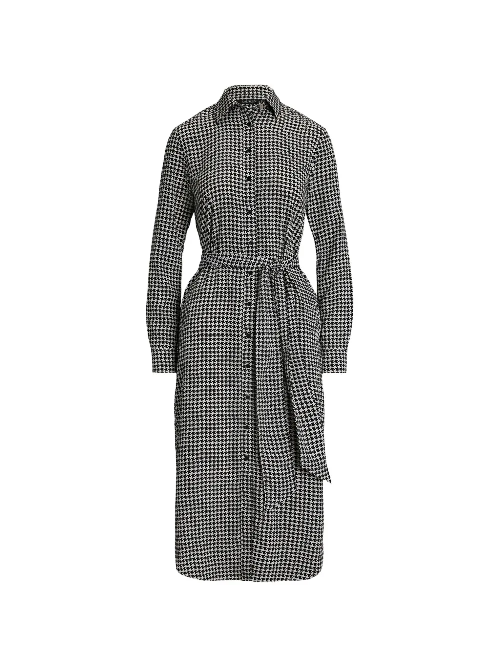 Lauren Ralph Lauren belted houndstooth shirt dress - Nero