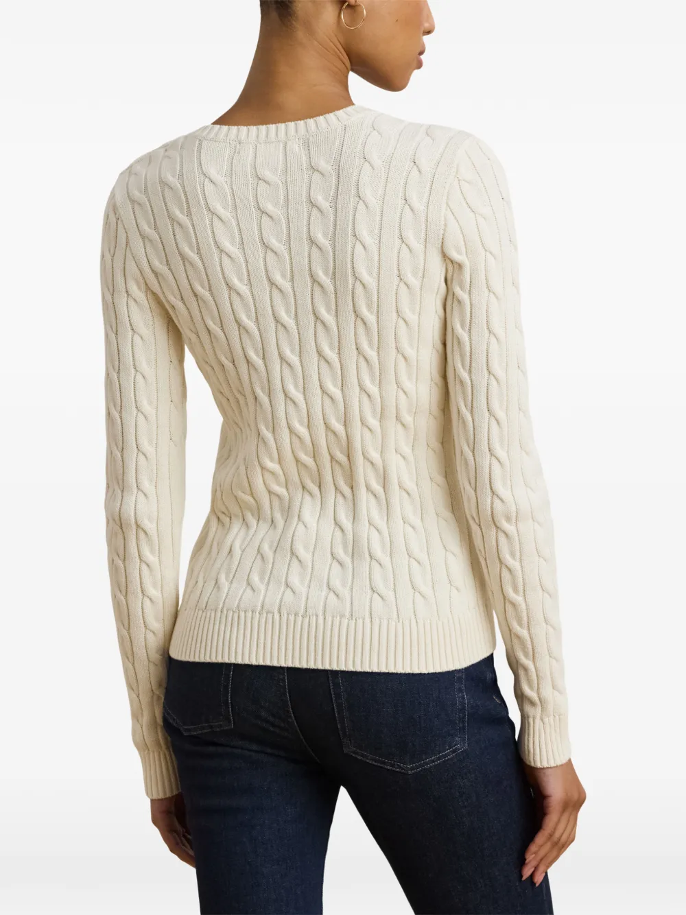 Lauren Ralph Lauren Kabelgebreide trui met knoopdetail Beige