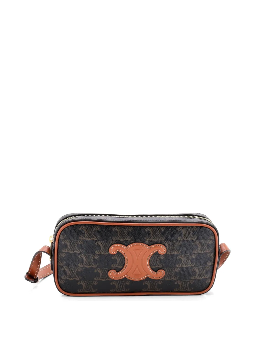 Celine Pre-Owned Cuir Triomphe Camera Shoulder Bag Triomphe Coated Canvas with Leather Small crossbody bag - Marrone