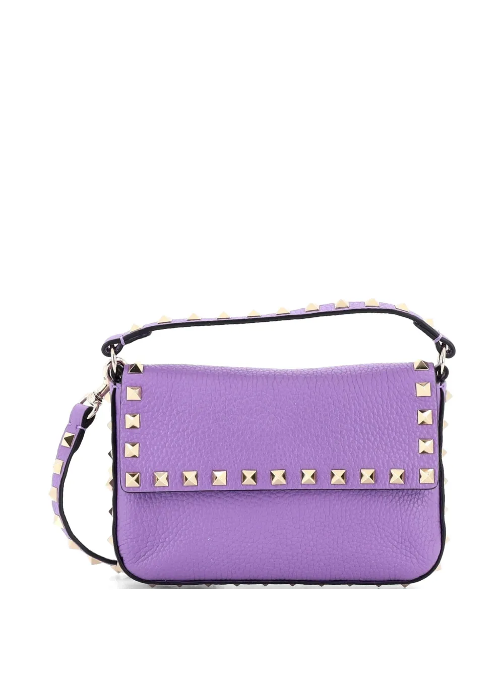 Valentino Garavani Pre-Owned Rockstud Top Handle Pouch Leather Mini crossbody bag - Viola