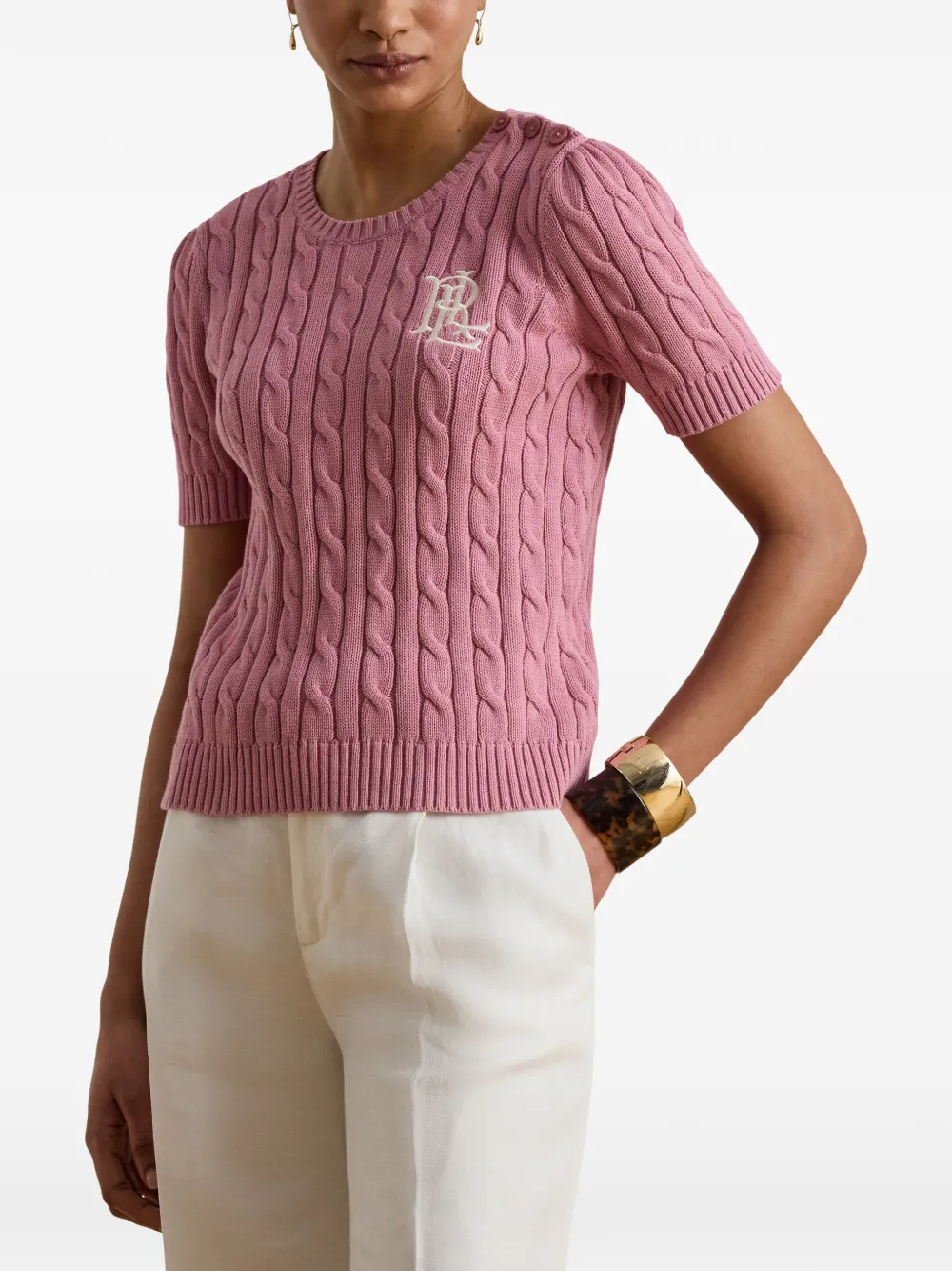 Lauren Ralph Lauren Kabelgebreid T-shirt Roze