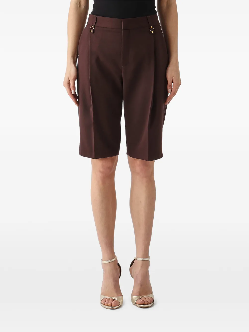 Elisabetta Franchi buttoned pleated shorts - Marrone