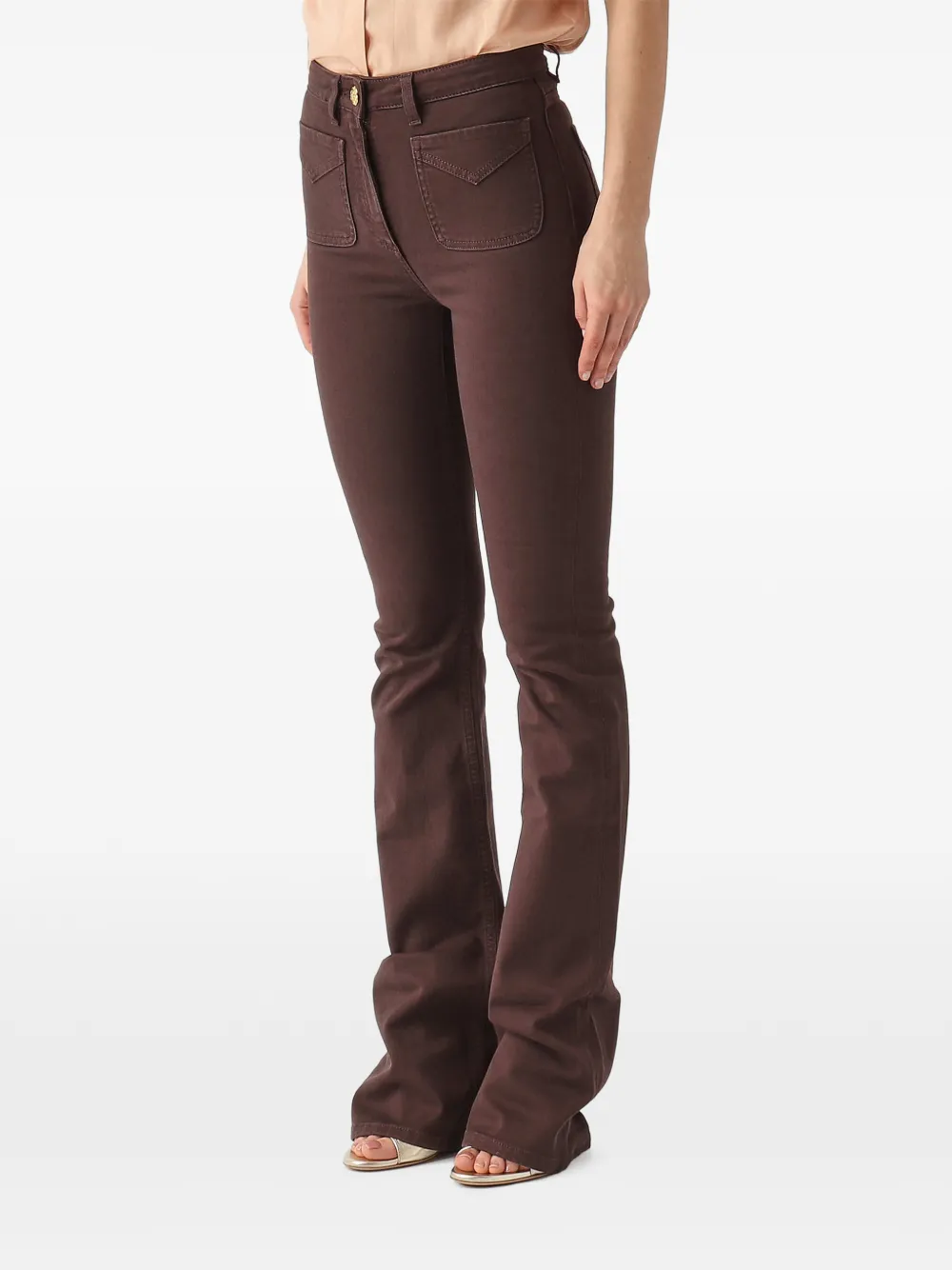  Elisabetta Franchi Brown Flared Trousers 