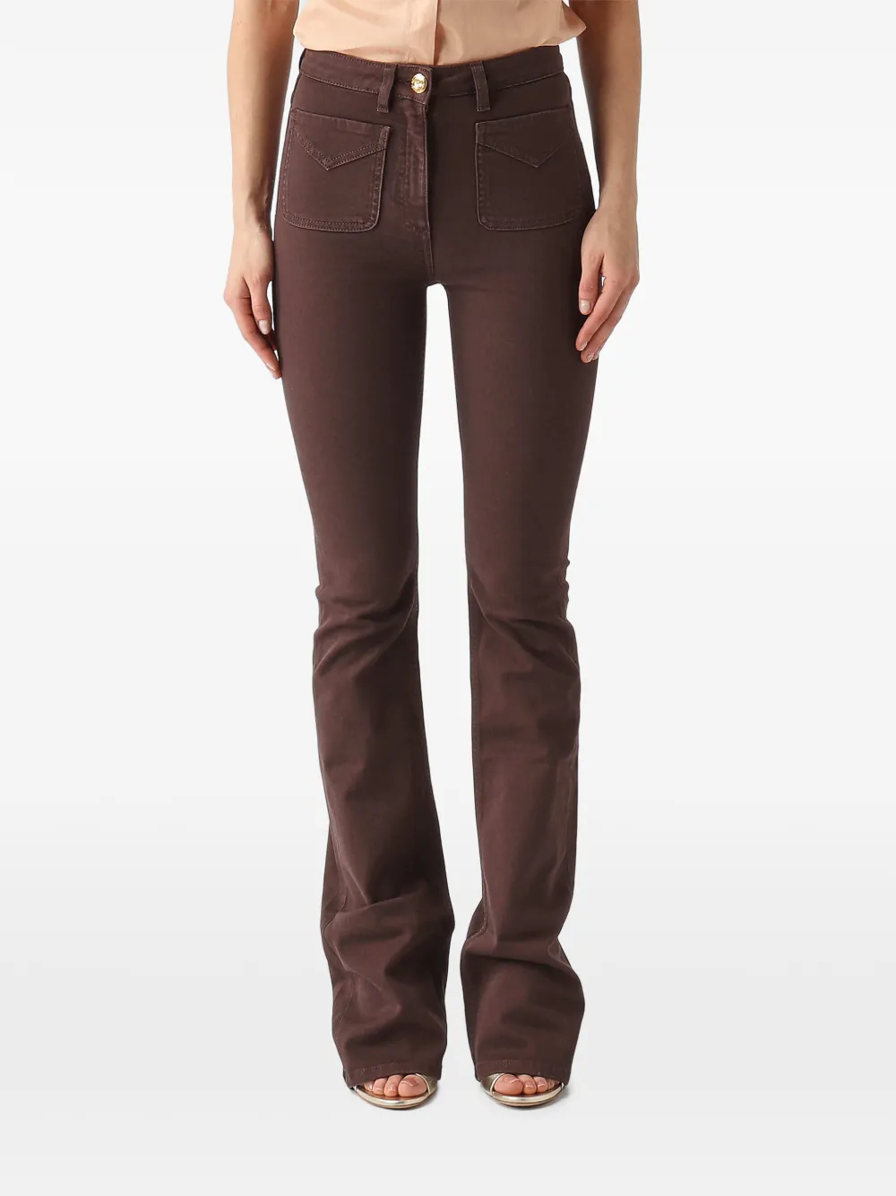 Elisabetta Franchi brown flared trousers - Marrone