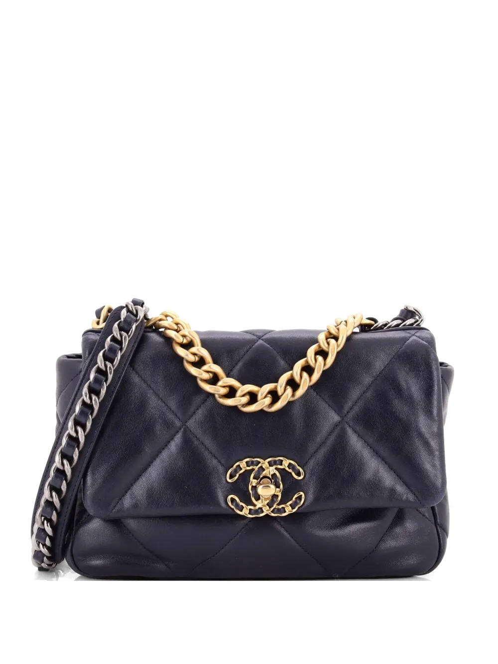 CHANEL Pre-Owned 19 Flap Bag Quilted Leather Medium crossbody bag - Blu