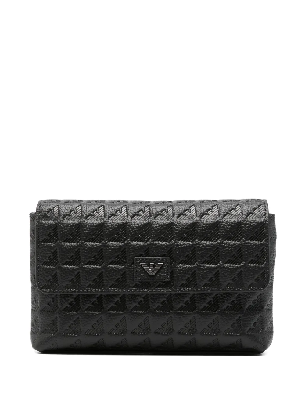 Emporio Armani embossed messenger bag - Schwarz