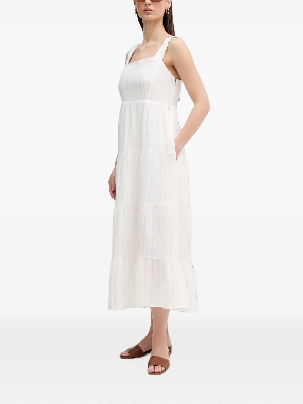 DKNY Gelaagde gestreepte jurk Wit