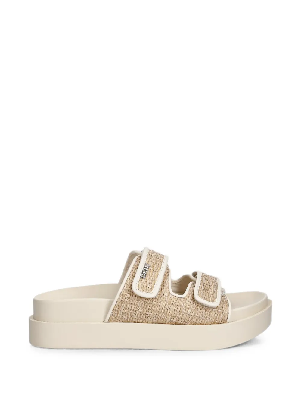 Dkny Touch-strap Woven Platform Heeled Sandals In Neutral