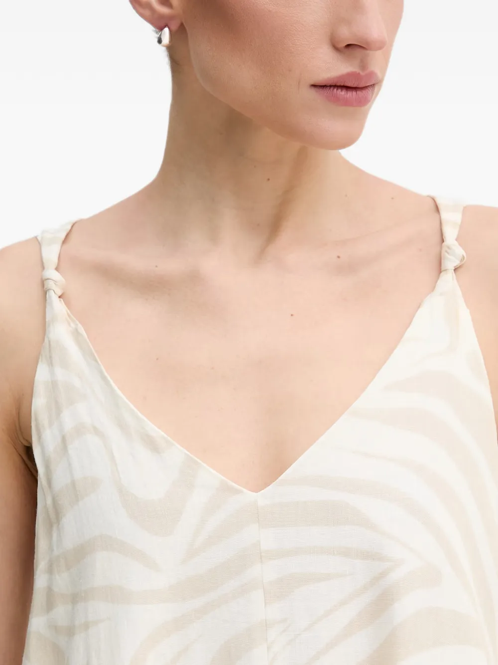 DKNY Jurk met zebraprint en V-hals Beige