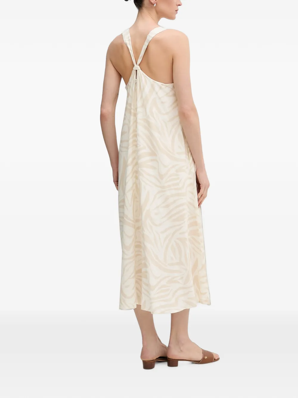 DKNY Jurk met zebraprint en V-hals Beige
