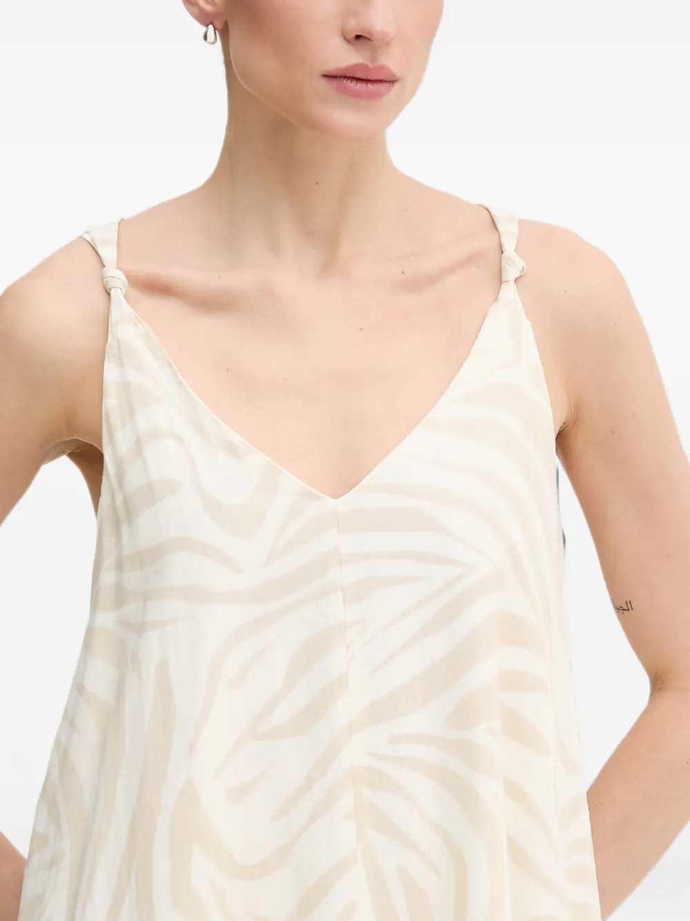 DKNY Jurk met zebraprint en V-hals Beige