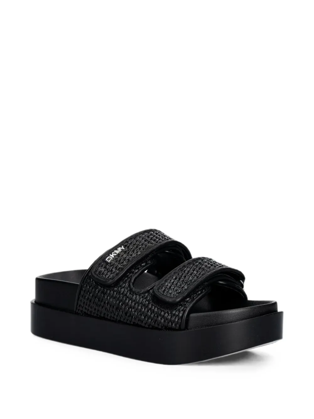 DKNY Piper touch-strap woven slides Zwart