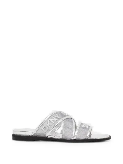 DKNY Cerelia logo-embroidered crossover-strap slides