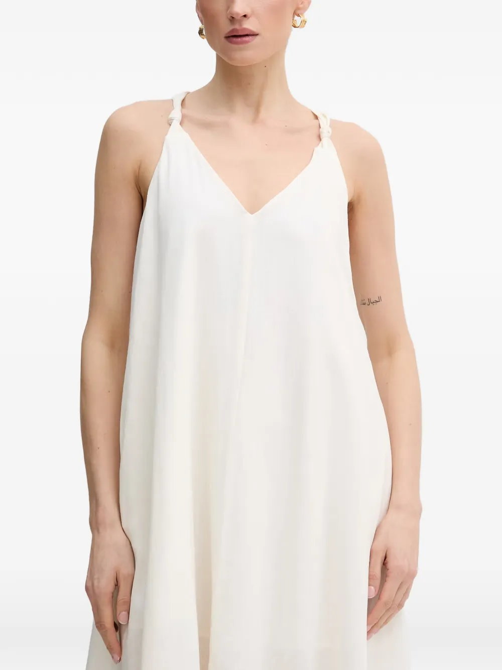 DKNY Midi-jurk met V-hals met geknoopt detail Wit