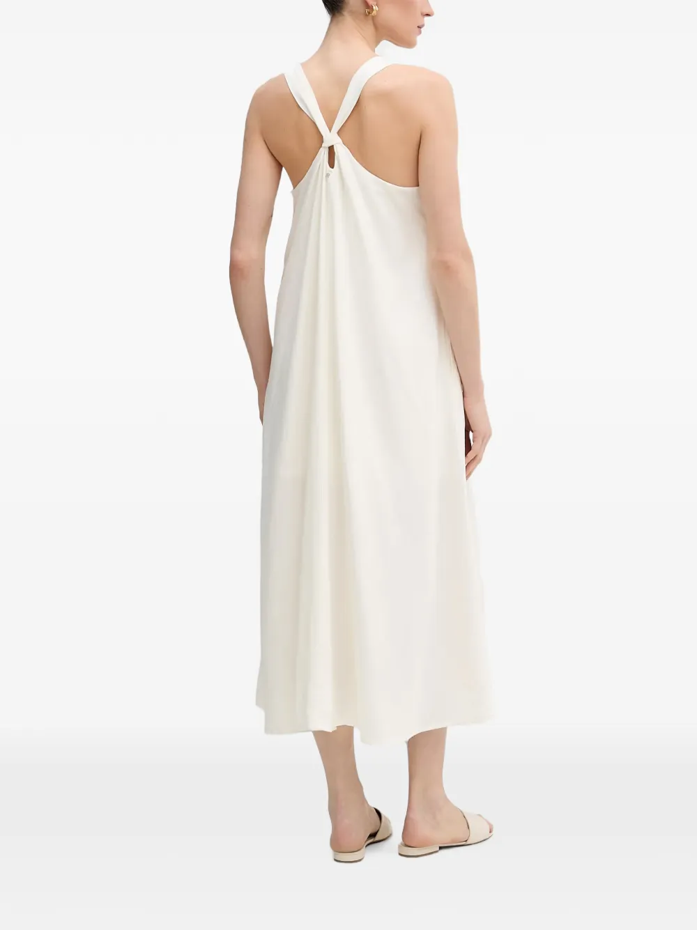 DKNY Midi-jurk met V-hals met geknoopt detail Wit