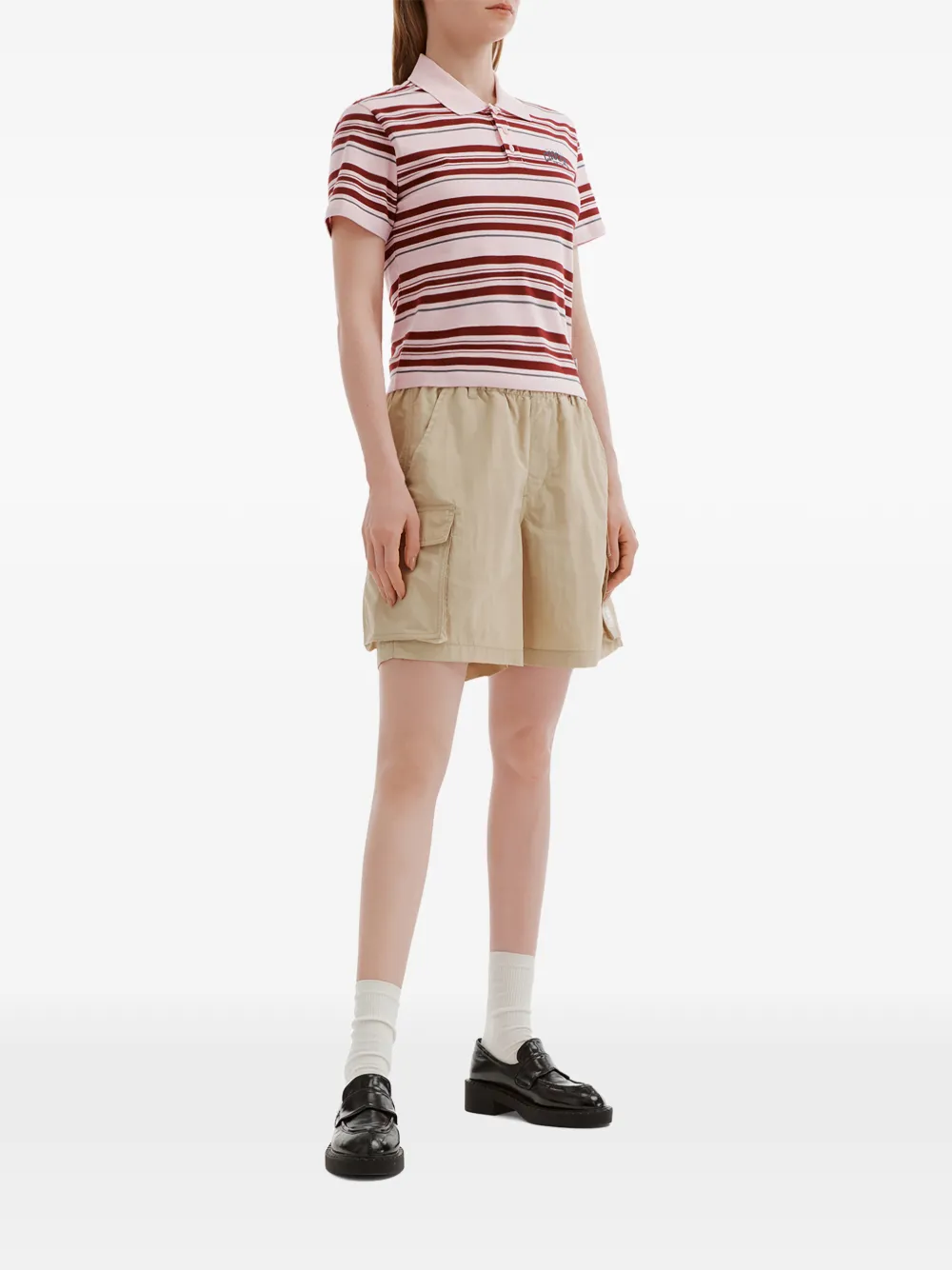  Chocoolate Striped Button Polo Shirt - Pink 