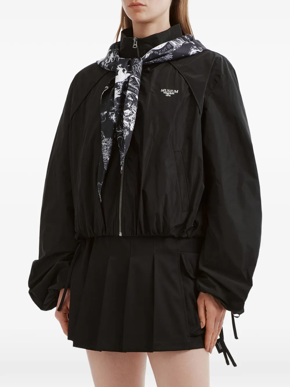  Musium Div. Ruched-sleeve Hooded Jacket - Black 
