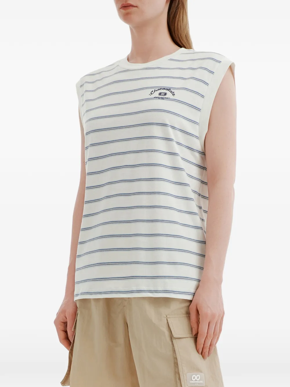  Chocoolate Striped Sleeveless Top - Neutrals 