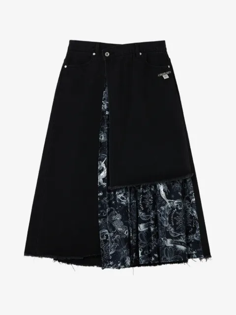 Musium Div. frayed denim midi skirt