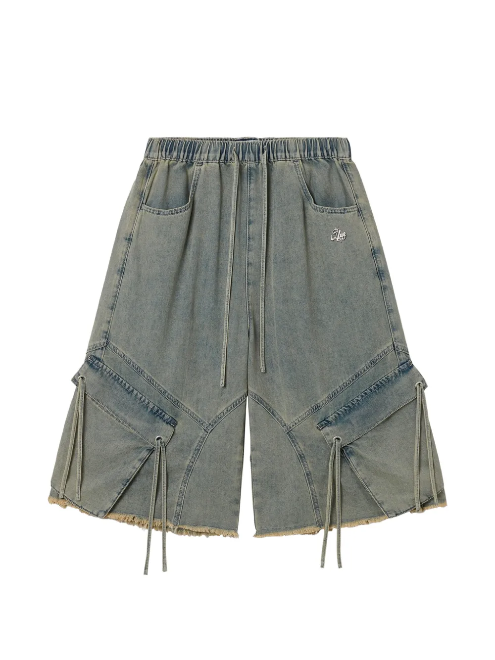 izzue drawstring frayed shorts - Blu