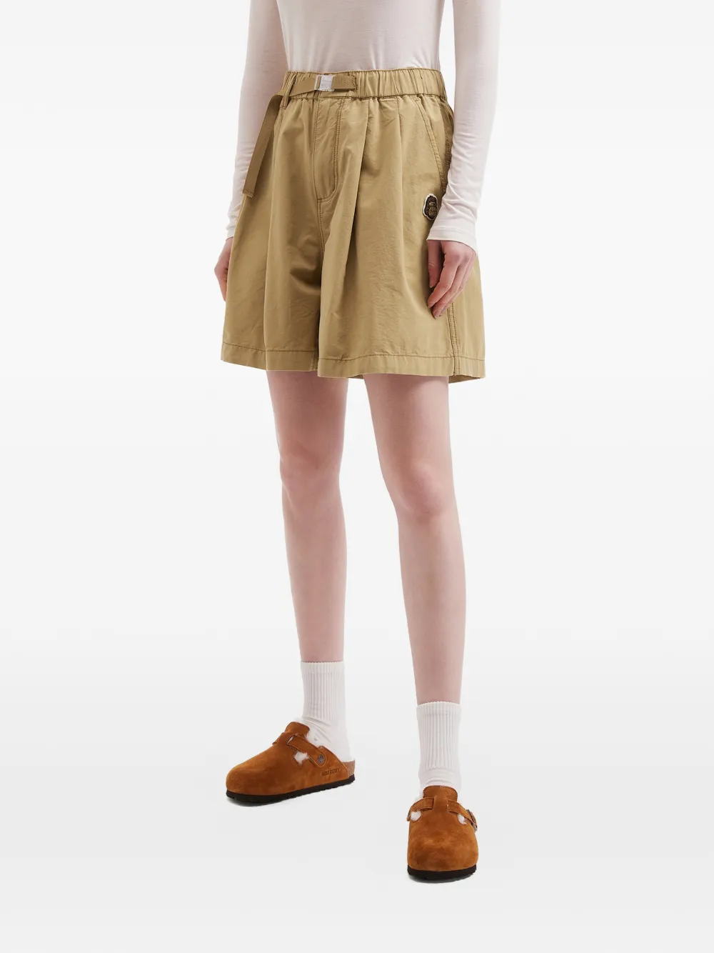  Fingercroxx Pleated Belted Shorts - Neutrals 