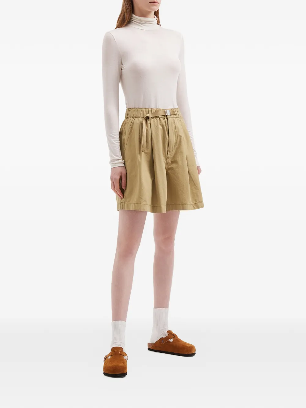 Fingercroxx Pleated Belted Shorts - Neutrals 