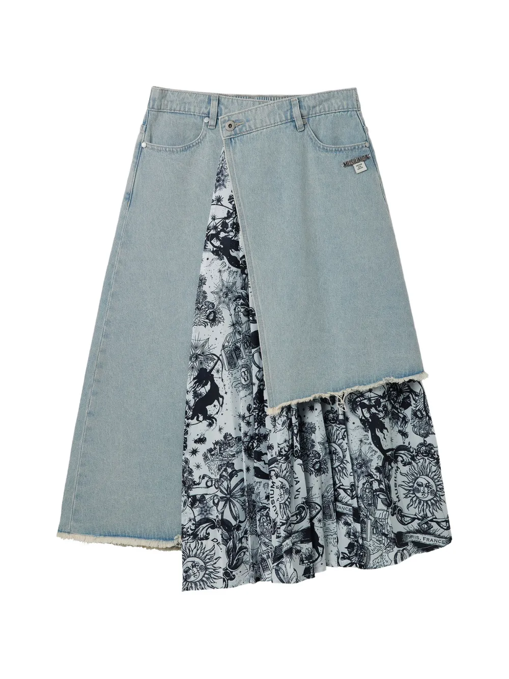 Musium Div. Gonna midi denim asimmetrica - Blu