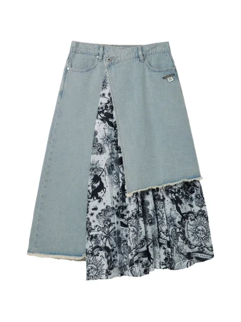 Musium Div. asymmetric denim midi skirt