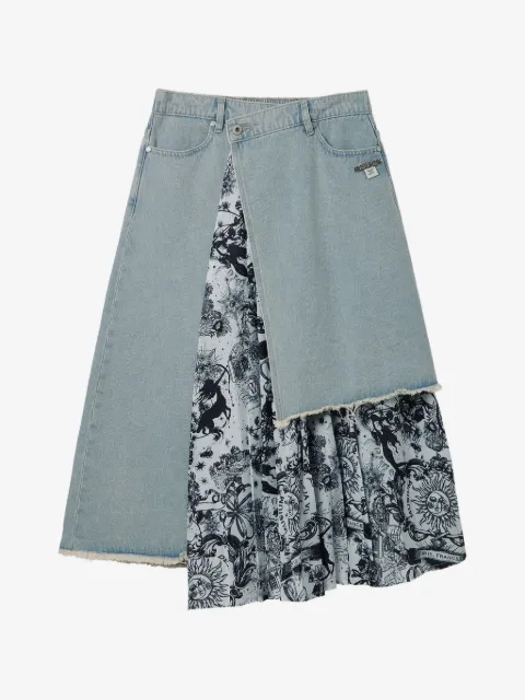 Musium Div. asymmetric denim midi skirt
