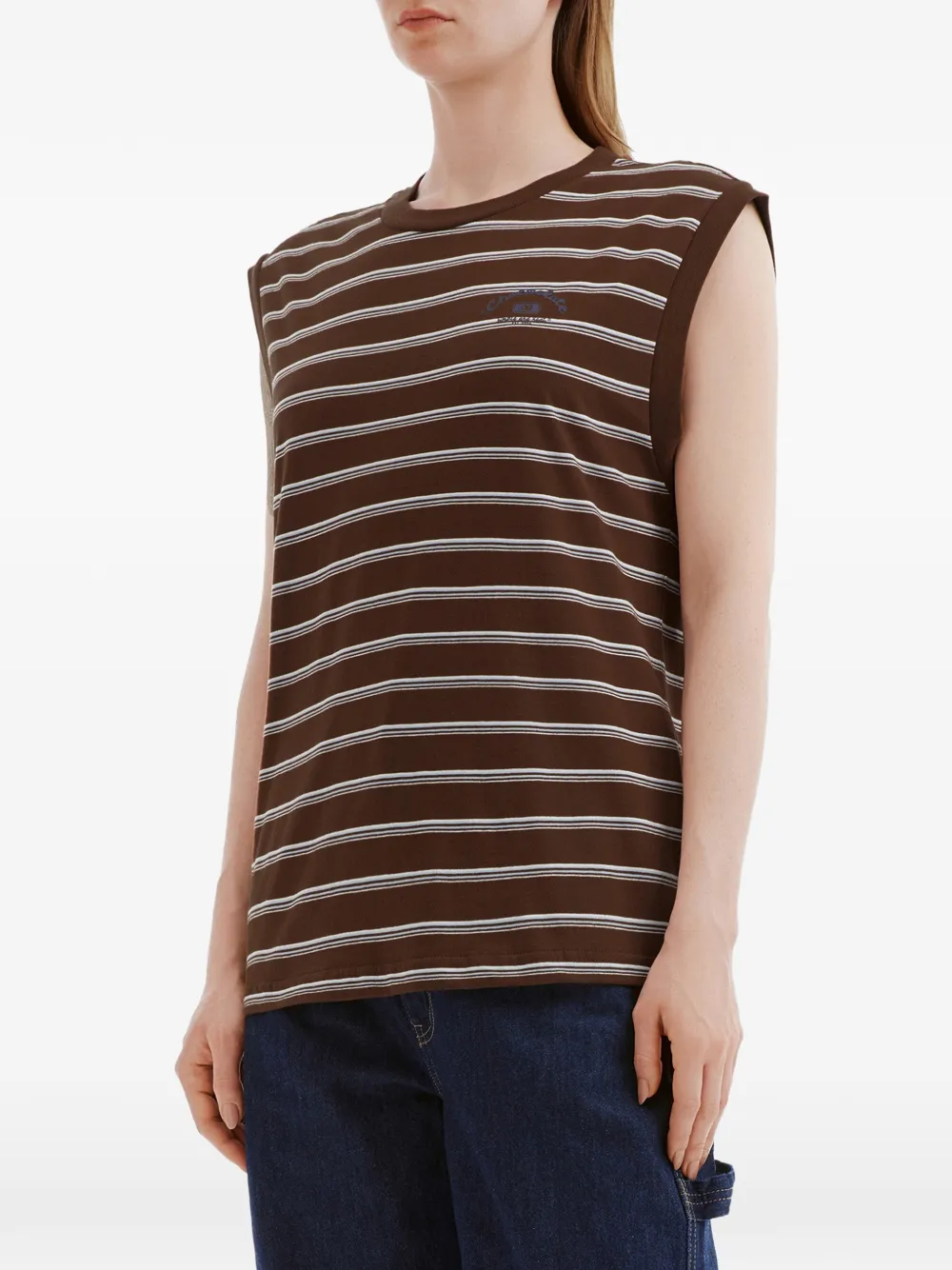  Chocoolate Stripe-pattern Vest - Brown 